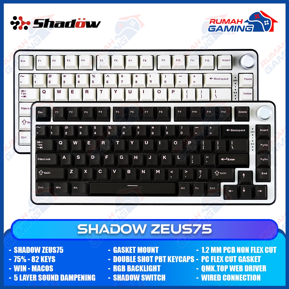 Jual SHADOW ZEUS75 V2 - 75% - Wired - Gasket - South Face RGB - PBT ...