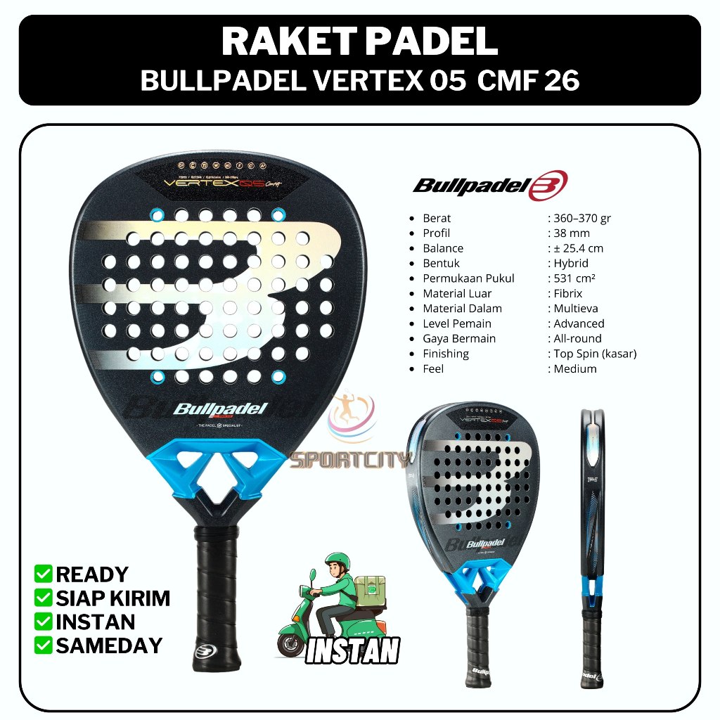 Jual BULLPADEL VERTEX 05 CMF 26 Racket Bull Padel Raket Original ...
