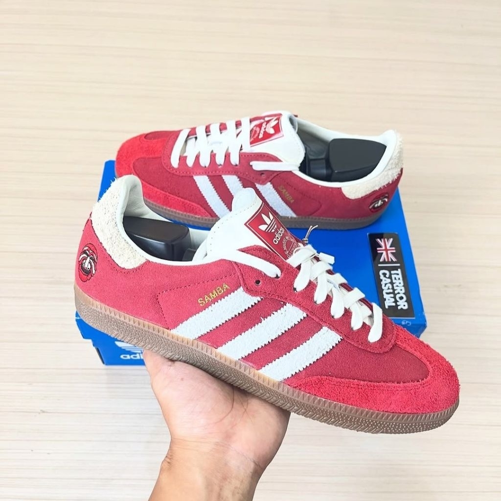 adidas gazelle silver green womens Adidas Women's Samba Jane Better Scarlet / Team Victory Red / Gum Slip On  Sneakers main image 1