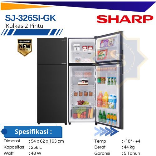 Jual SHARP Kulkas 2 Pintu SJ-326SI-GK 256L J-Tech Inverter Nano ...