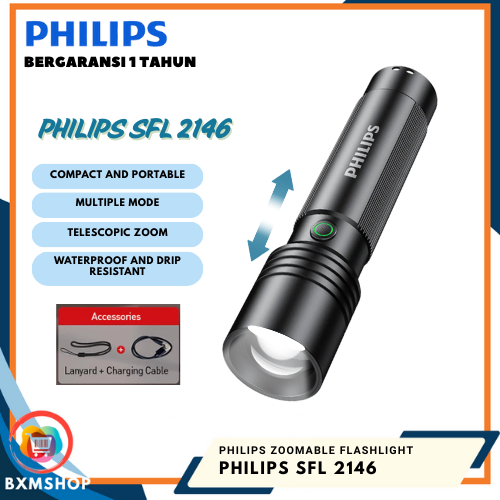 Jual Philips SFL2146/93 Senter LED – Zoom Teleskopik, Bahan Aluminium ...