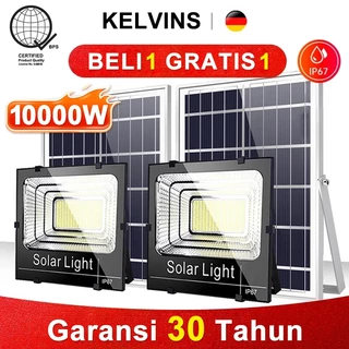 [Beli 1 Gatis 1] KELVINS Lampu tenaga surya 10000W lampu solar cell lampu outdoor IP67 Tahan air LED Lampu sorot Emergency Super terang  tahan lama 24H Lampu tenaga matahari 50X Bright MAX