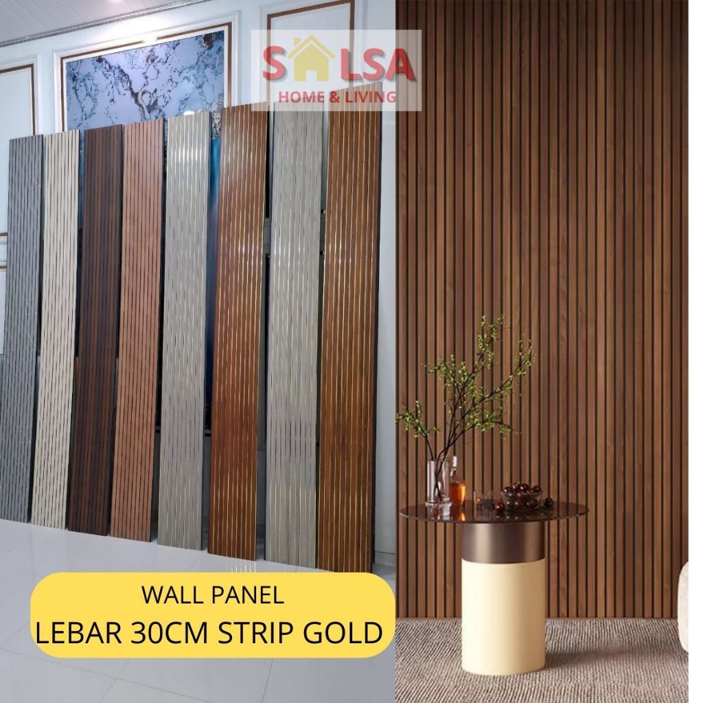 Jual WALL PANEL WPC LEBAR 30CM STRIP GOLD/ WPC WALL PANEL DEKORASI ...