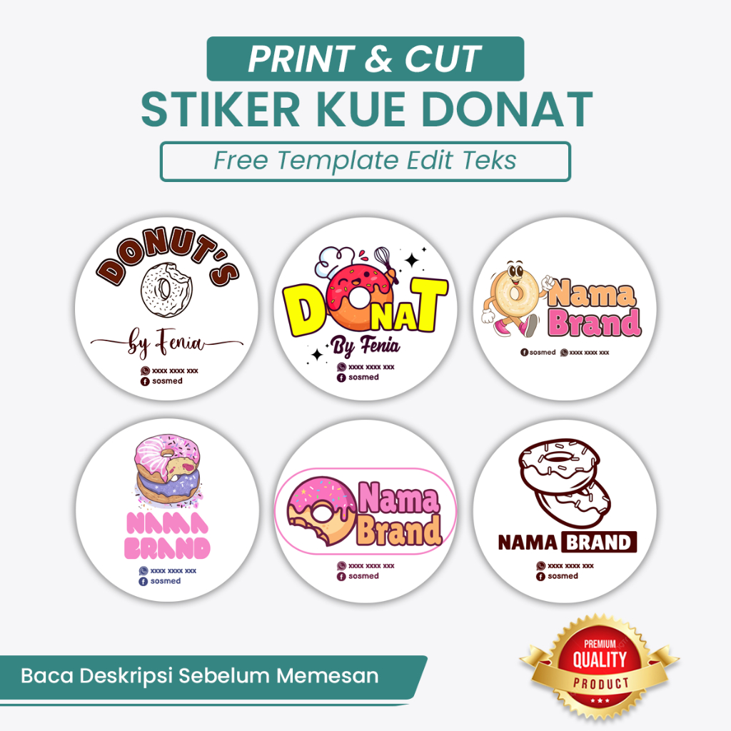 Jual King Postka - Cetak Stiker Donat - Sticker label donat | Shopee ...