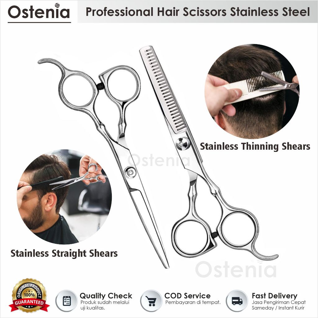 Jual Gunting Potong Rambut Stainless Set Gunting Sasak Gunting Flat ...