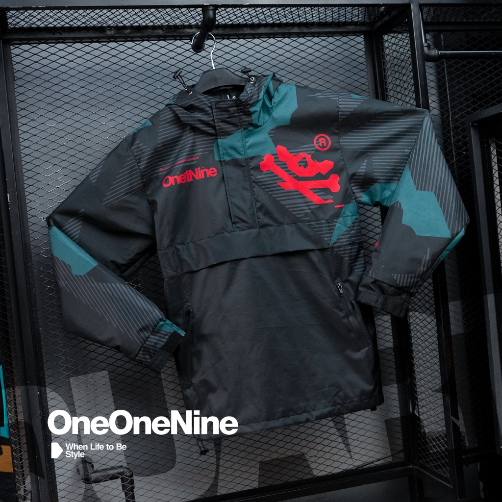 Jual Oneonenine Ksr Jaket Big Pocket Quart Black Green - Jaket Motor ...