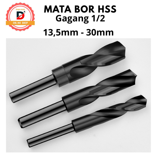Jual Mata Bor Besi HSS 13.5 - 30mm Gagang Lurus 12.7mm HSS Twist Drill ...