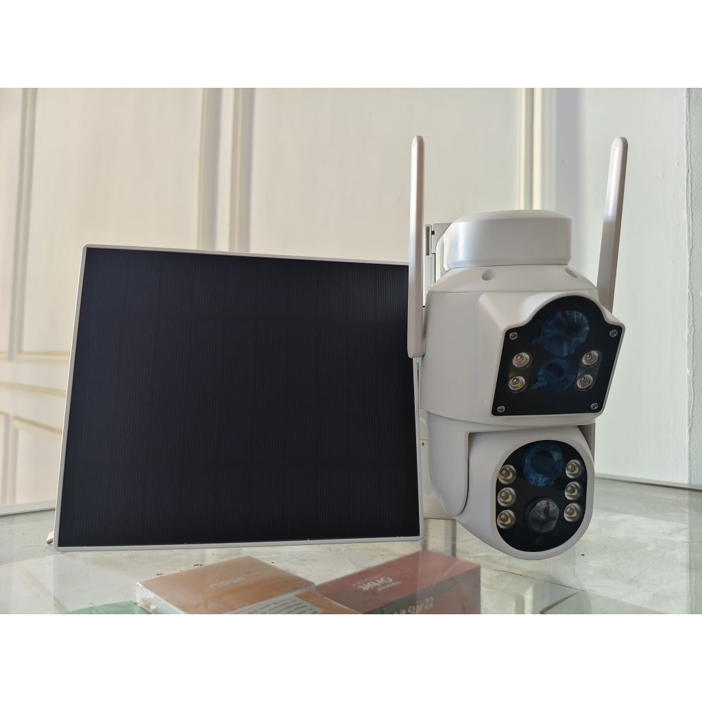 Jual Cctv Outdoor 5MP Dual Lensa WiFi Solar Panel Pakai Baterai ...