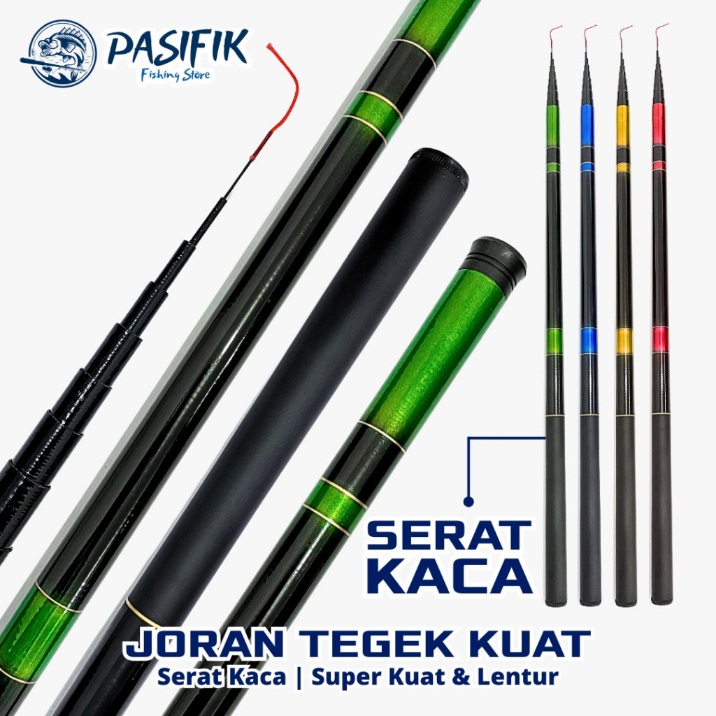 PASIFIK - Joran Tegek 1.80M - 5.40M Joran Pancing Kualitas Tinggi Super Ringan Serat Kaca Keras Tangan Pancing Portabel Teleskopik Pancing