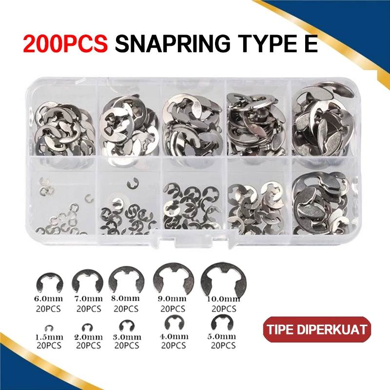 Jual 【200PCS SET】Ring E / Snap Ring Tipe E - Kit Cincin Retainer ...