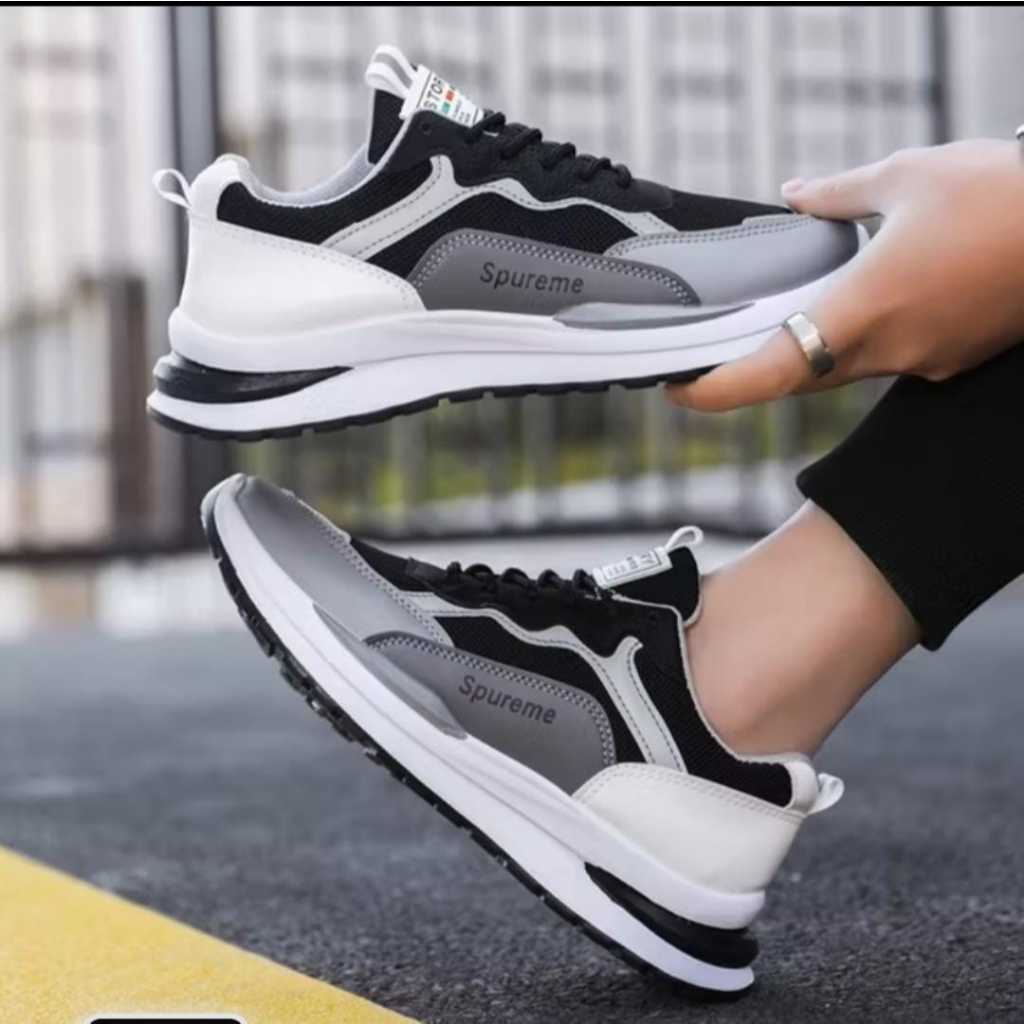 Jual sepatu fashion unisex putih hitam model simple trendy kekinian ...