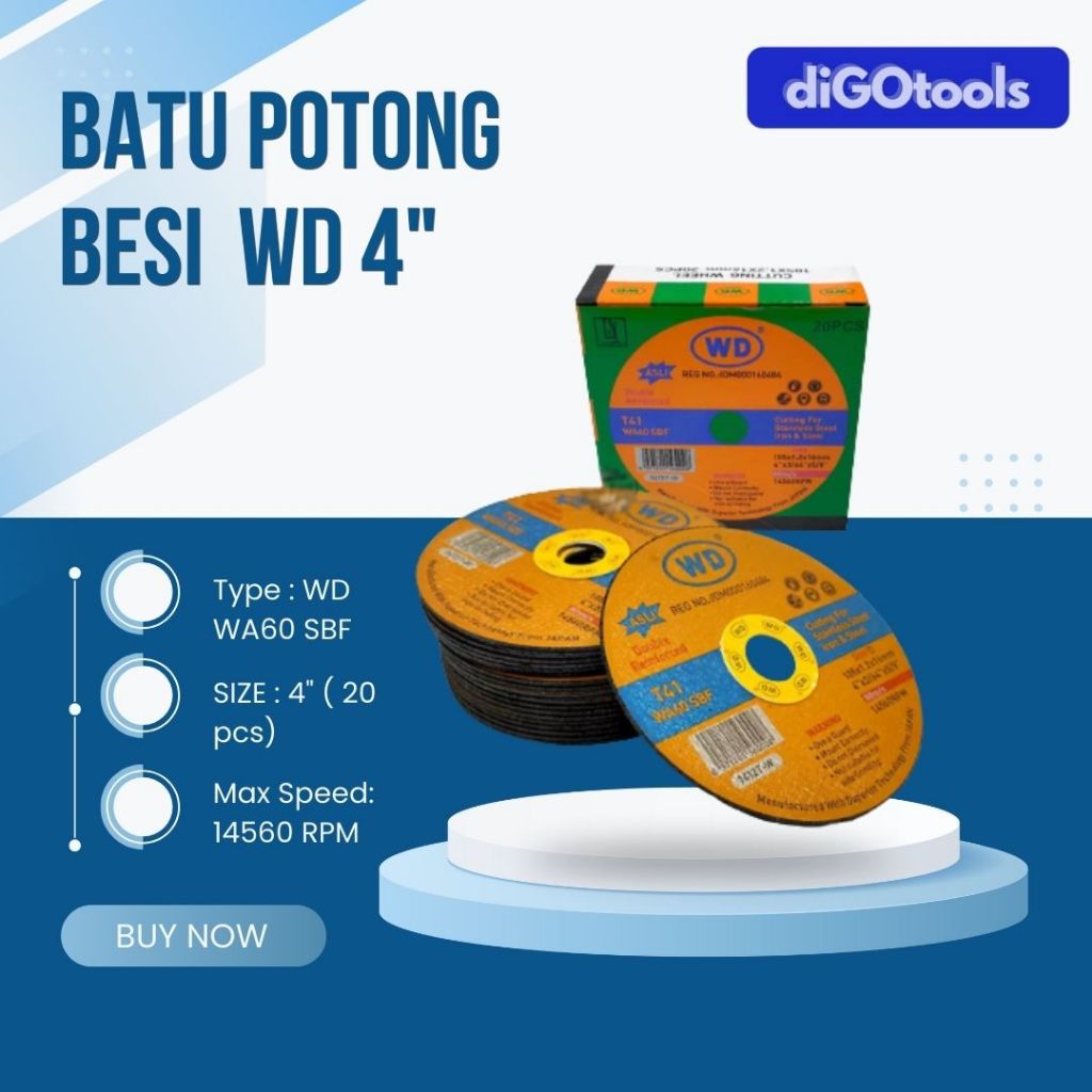Jual WD mata gerinda potong 4 inch Batu Potong T41 WA60 SBF ( Isi : 20 ...