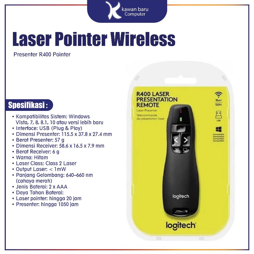 Jual Laser Pointer Wireless Presenter R400 Pointer Garansi | Shopee ...