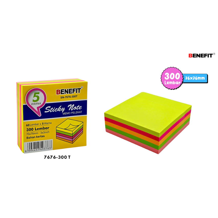 Jual TBMO STICK NOTE SN-7676-300T BENEFIT / 76X76MM | Shopee Indonesia