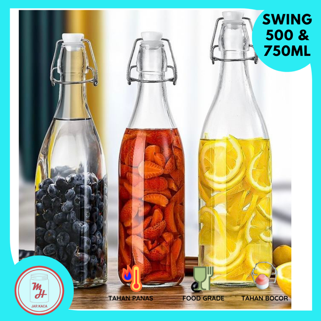 Jual SWG0001 - Botol Kaca Swing Handle Kawat Ukuran 500ml dan 750ml ...