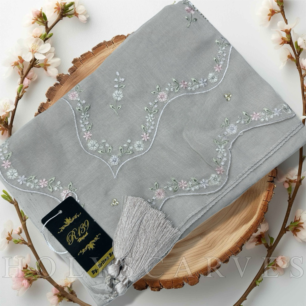 Kerudung Segi Empat Paris Bordir Orchid Series By R139 Hijab