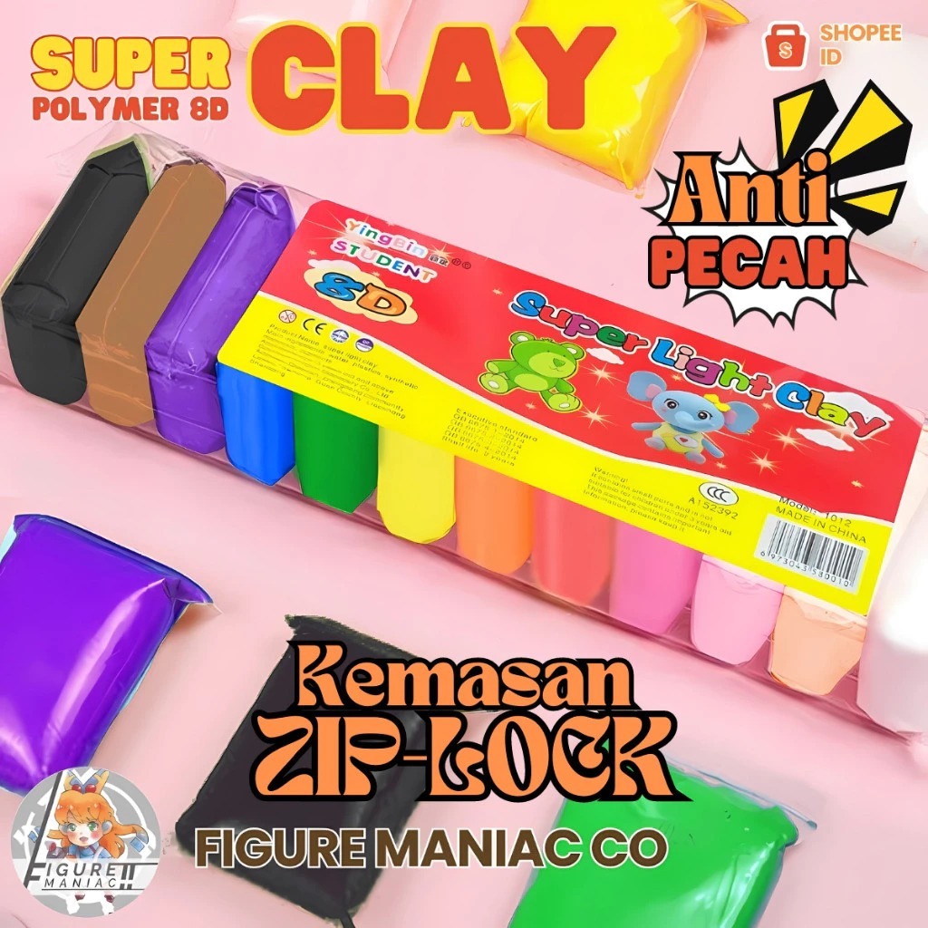Jual Clay Polymer Clay mainan anak isi 12pcs Clay Jumbo Mainan Anak 70g ...
