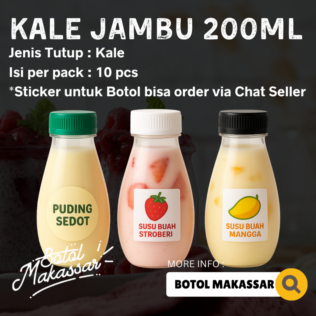 Jual Botol Ukuran 200 ml | Botol Kale Jambu 200ml ( Isi : 10 pcs ...