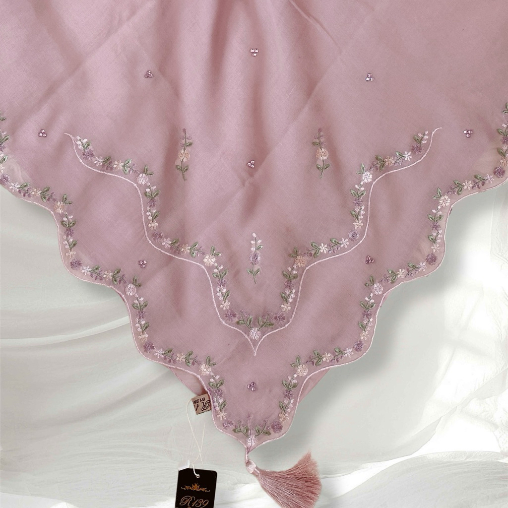 Kerudung Segi Empat Paris Bordir Orchid Series By R139 Hijab