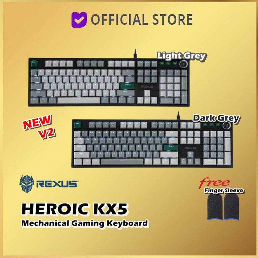 Jual Rexus Heroic KX5 V2 Mechanical Gaming Keyboard Full Size RX-KX5 KX ...
