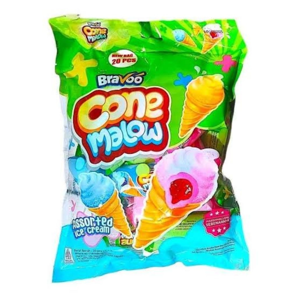 Jual BRAVOO MARSHMALLOW CONE MALLOW BAG MURAH NETTO 20 PCS | Shopee ...
