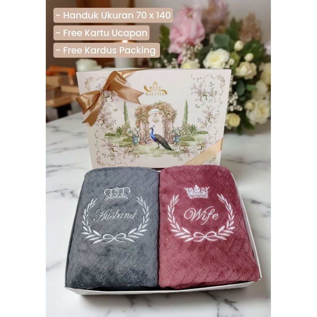 Jual Hampers Handuk Couple Wedding Box | Handuk Label & Bordir Husband ...