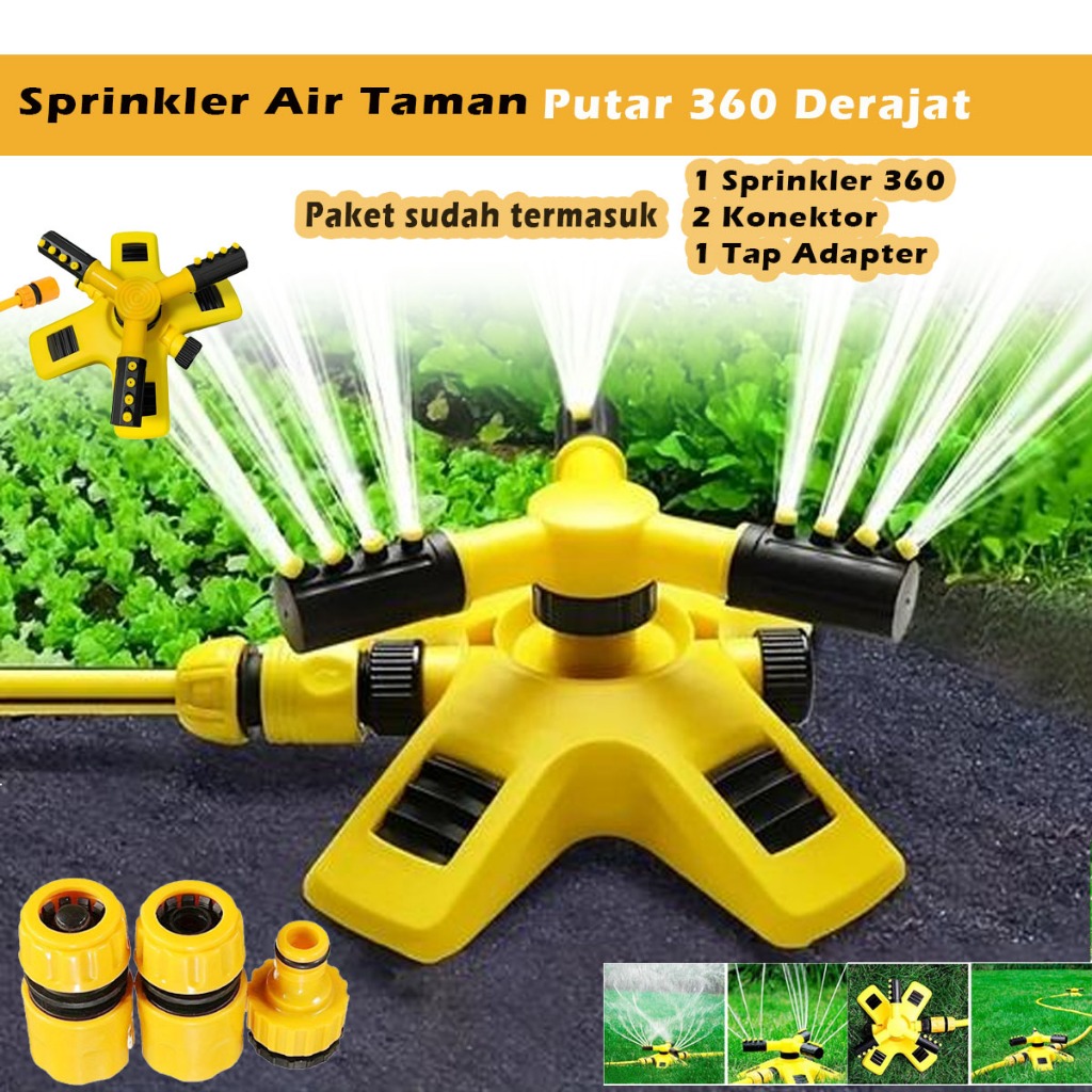 Ralali Set Penyiram Tanaman Otomatis Putar 360 Derajat 3 Sprinkler Impact Springkler - Set Sprinkler Spray Penyiram Irigasi Taman Selang Penyiram Air Sistem Irigasi Otomatis - Sprinkler Air Taman 360 Derajat Semprotan Siram Tanaman Putar Otomatis