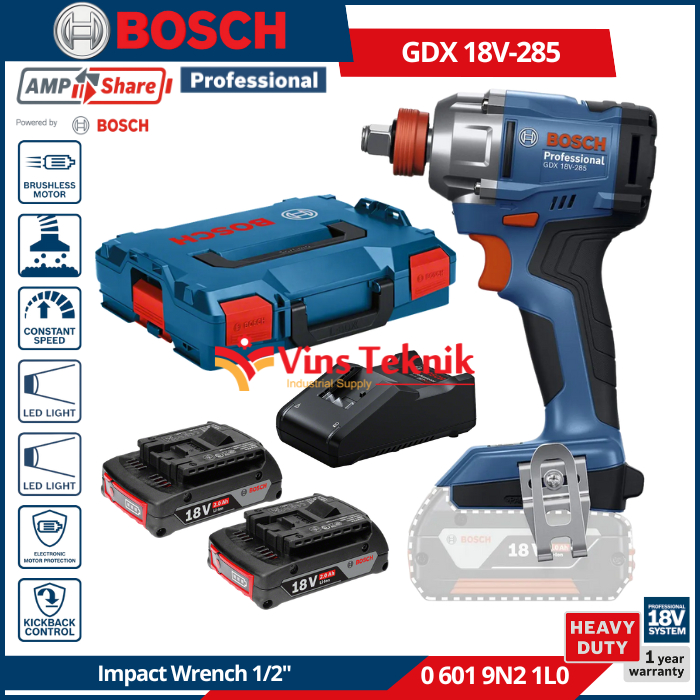 Jual BOSCH GDX18V-285 Brushless Impact Wrench Impact Driver 500 Nm GDX ...