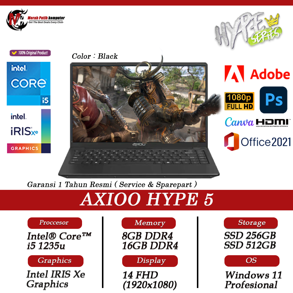 Jual AXIOO Mybook HYPE 5 G12 Intel i5 1235U 32GB 512GB SSD 14 FHD IPS ...