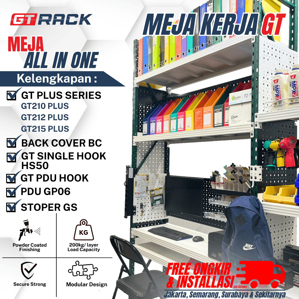 Jual MEJA KERJA ALL IN ONE GT RACK / MEJA KERJA / MEJA BELAJAR - 200KG ...