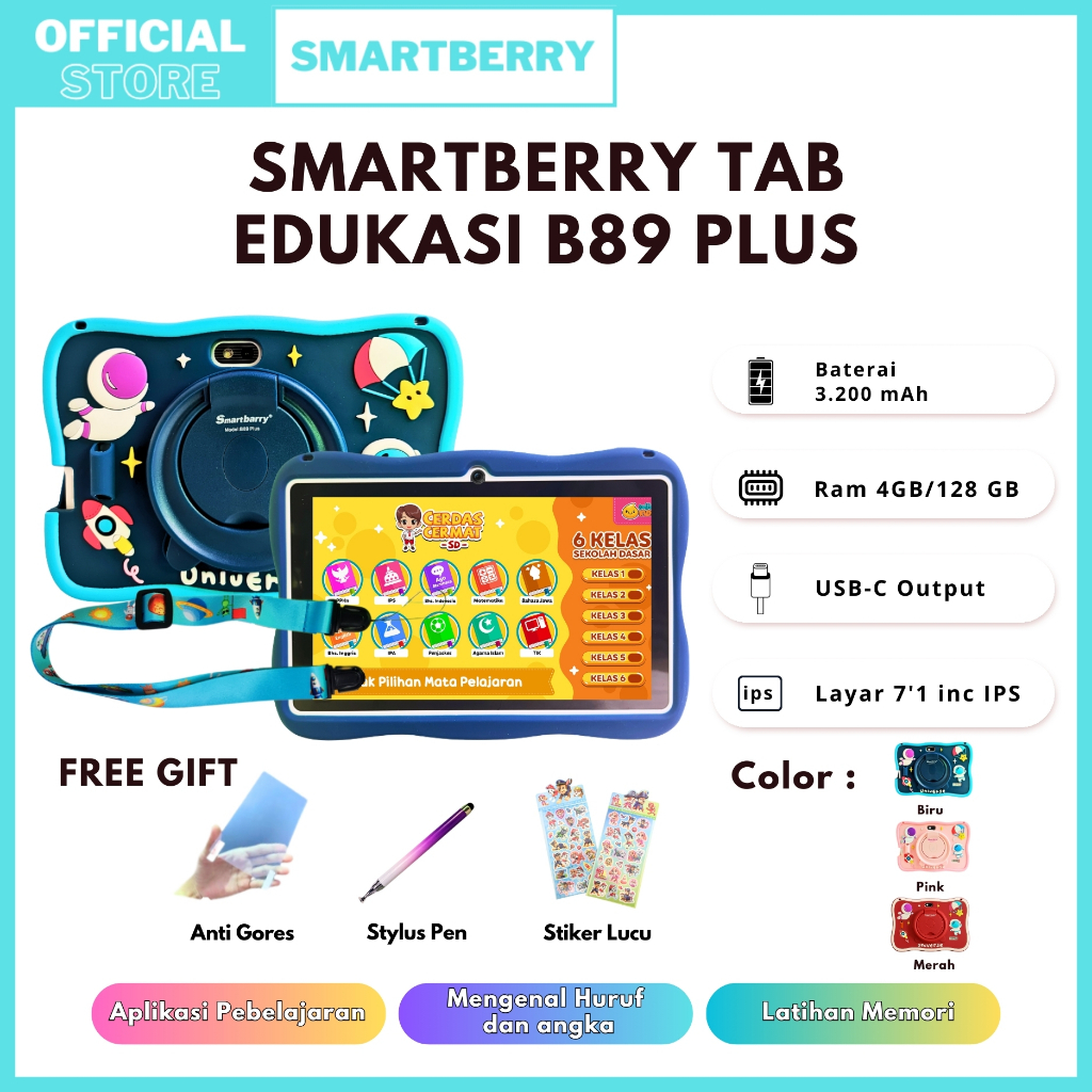 Jual Smartberry Kids Study Tab B89 Plus – Tablet Anak Edukasi 7 Inch ...
