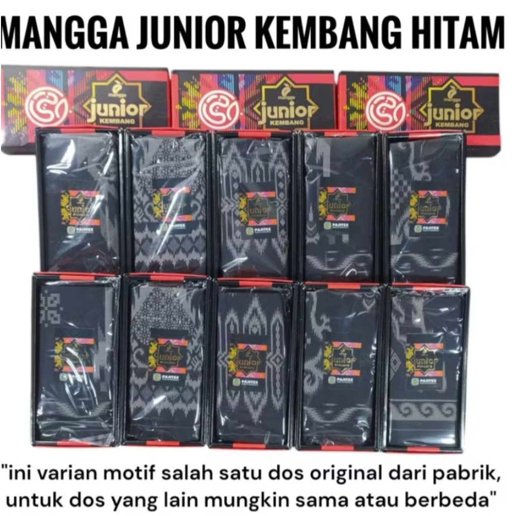 Grosir 10 Pcs - Sarung Anak Mangga Kembang Khusus Hitam