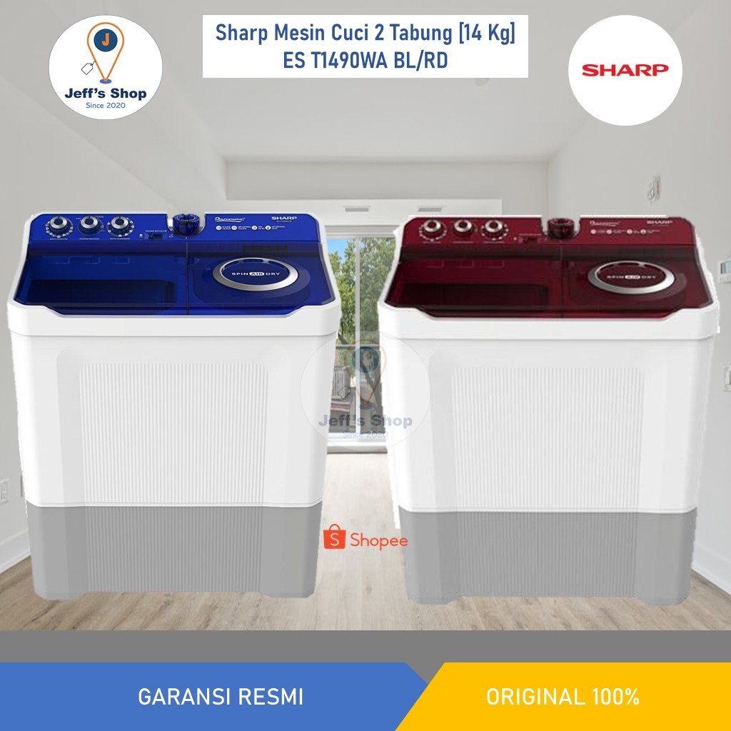 Jual Sharp Mesin Cuci 2 Tabung [14 Kg] ES T1490WA BL/RD | Shopee Indonesia