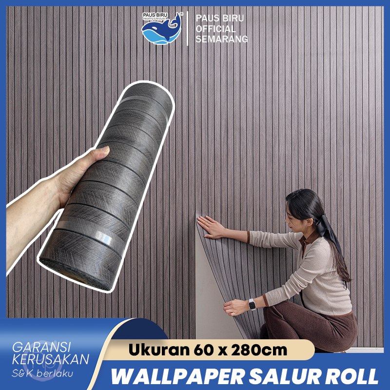 Jual Paus Biru - Wallpaper Dinding Roll Salur 60x280cm Peredam Suara ...
