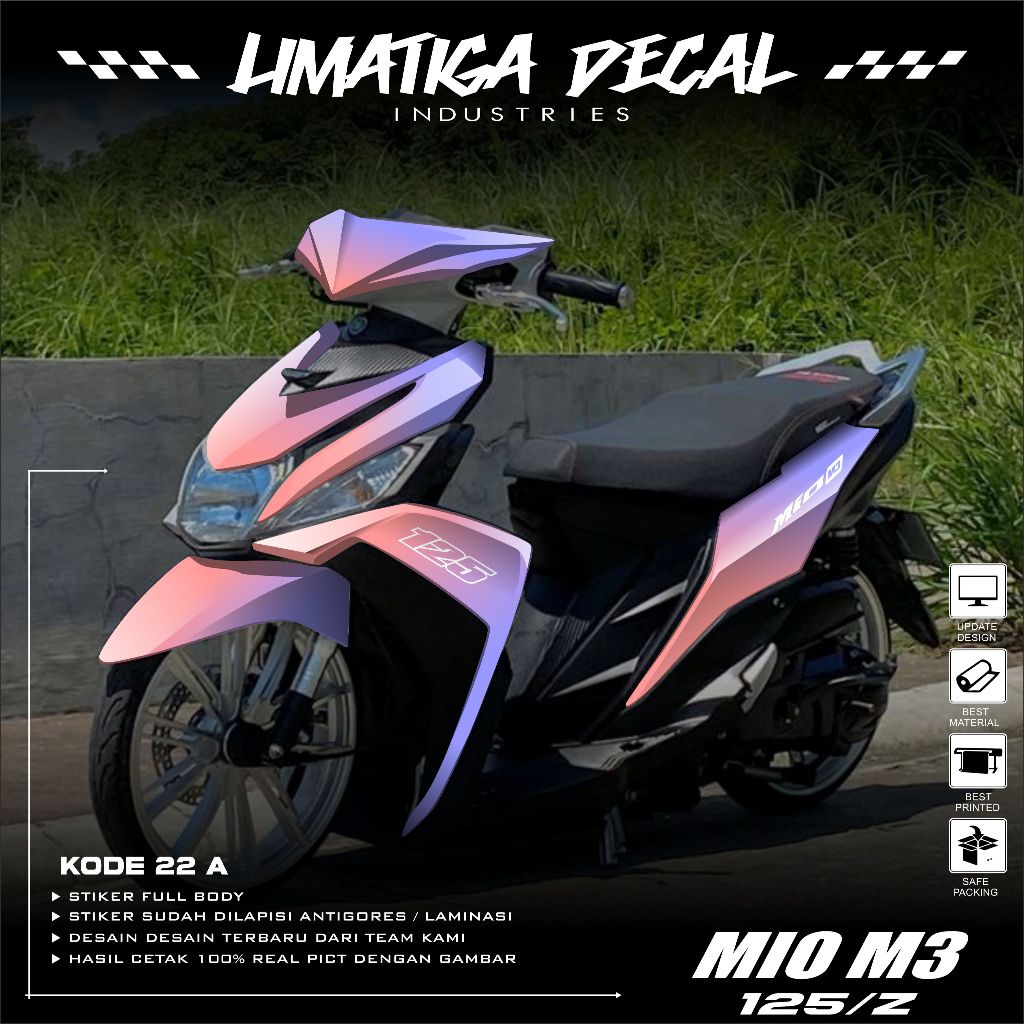 Jual LMTG Stiker Mio M3 125 Full Body Vinyl Premium Tahan Lama Desain ...