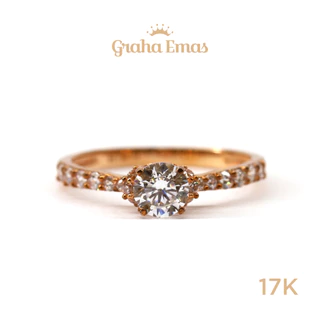 Graha Emas Cincin Emas Rose Bentuk Round 17K - Rose Gold Round Model Ring 17 Carat M432