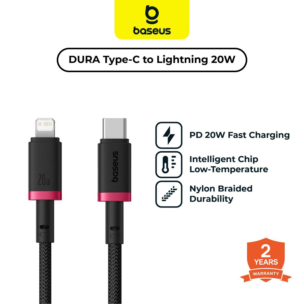 BASEUS Kabel Data DURA Fast Charging Cable Type C To Lightning PD20W  Garansi Tahun