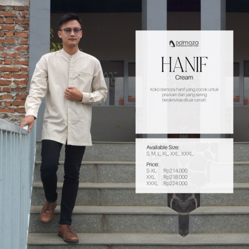 Jual KOKO DAMOZA HANIF FOG CREAM Men Shirt Long Sleeve | Shopee Indonesia