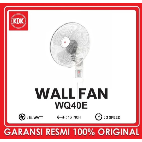 Jual KDK WQ40E Wall Fan 16 inch 3 Speed Kipas Angin Dinding 2 Tali ...