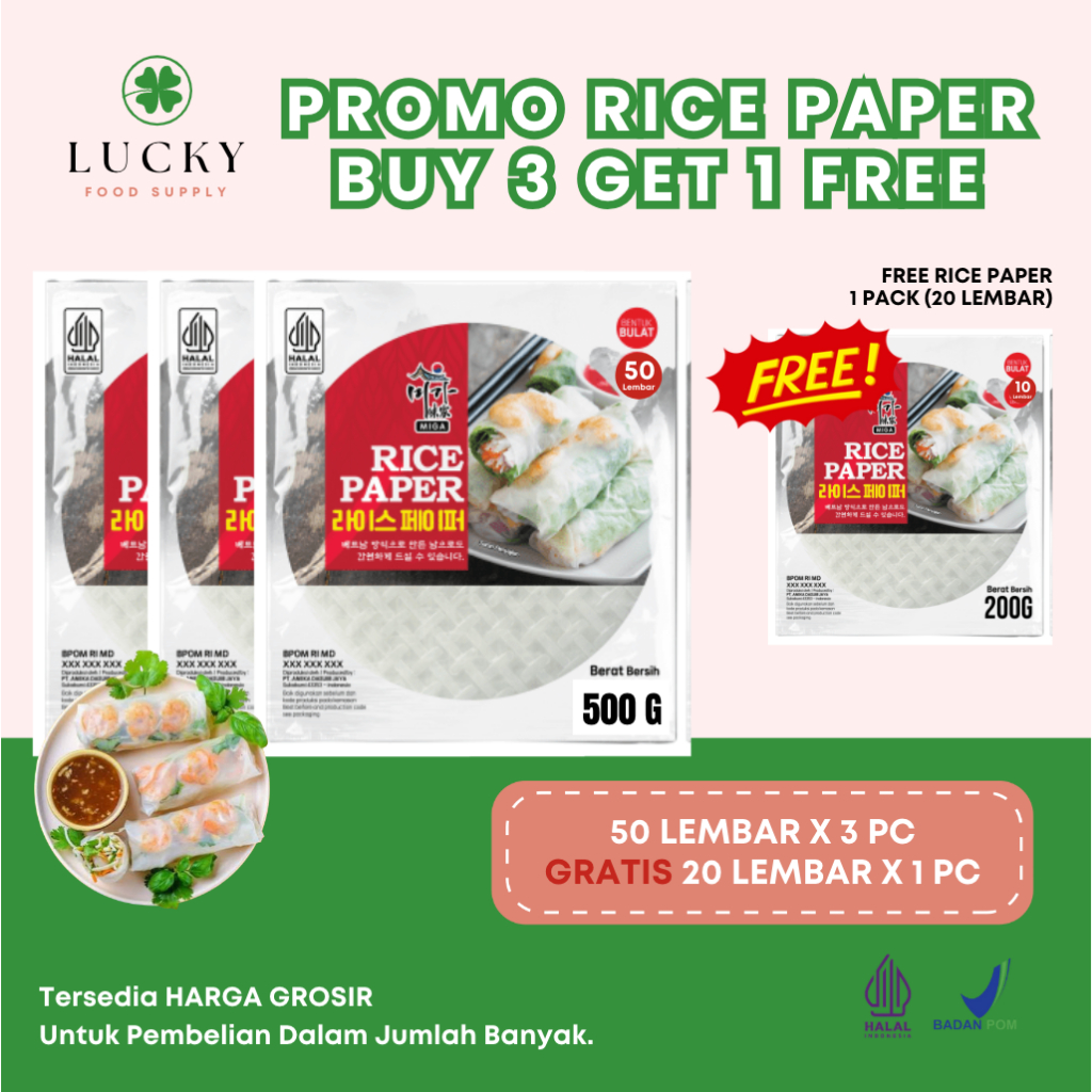 Jual BUY 3 GET 1 | Rice Paper | BANH TRANG | Kulit Lumpia Vietnam Bulat ...
