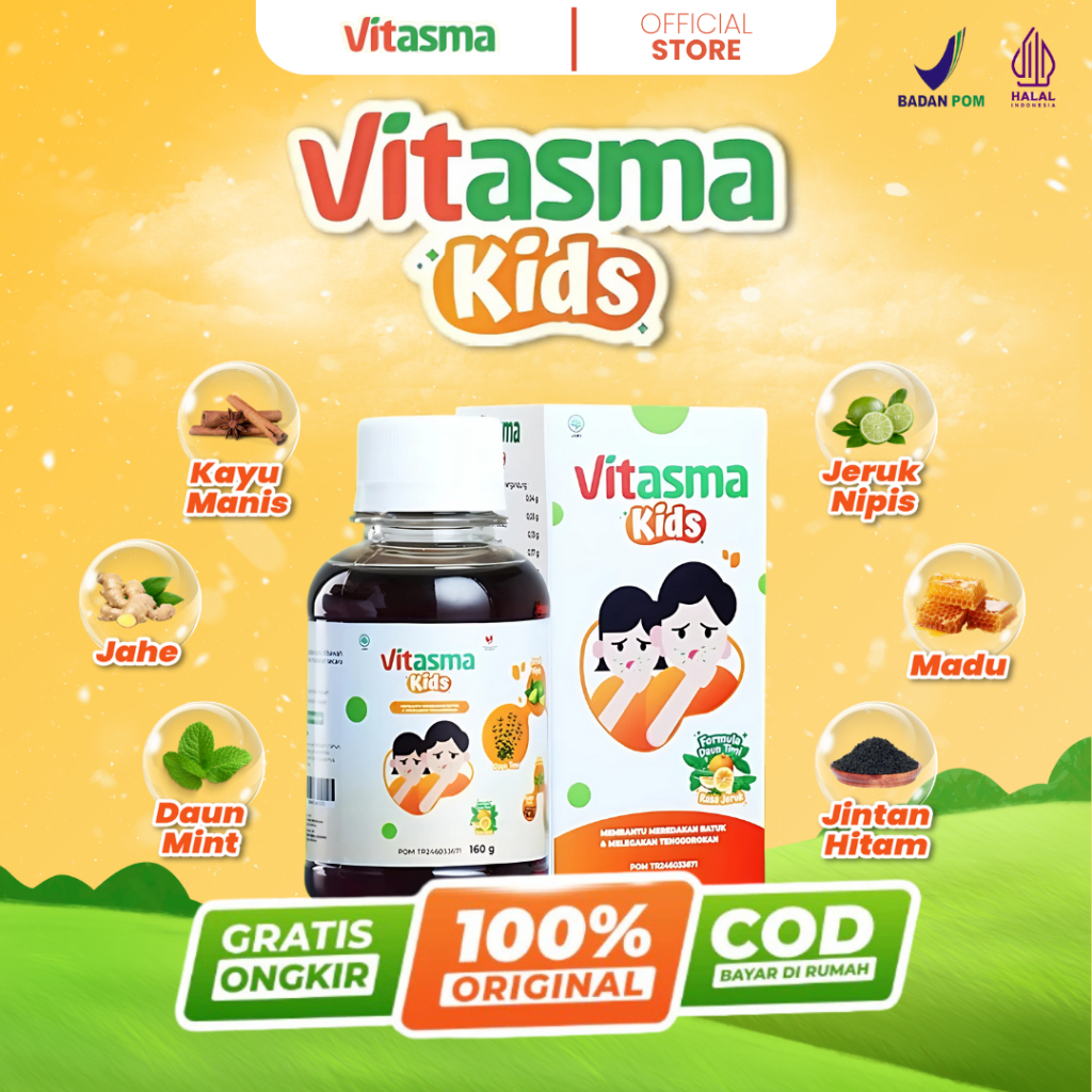 Jual [ORIGINAL] Madu Vitasma Kids Obat Herbal Masalah Pernafasan Nyaman ...