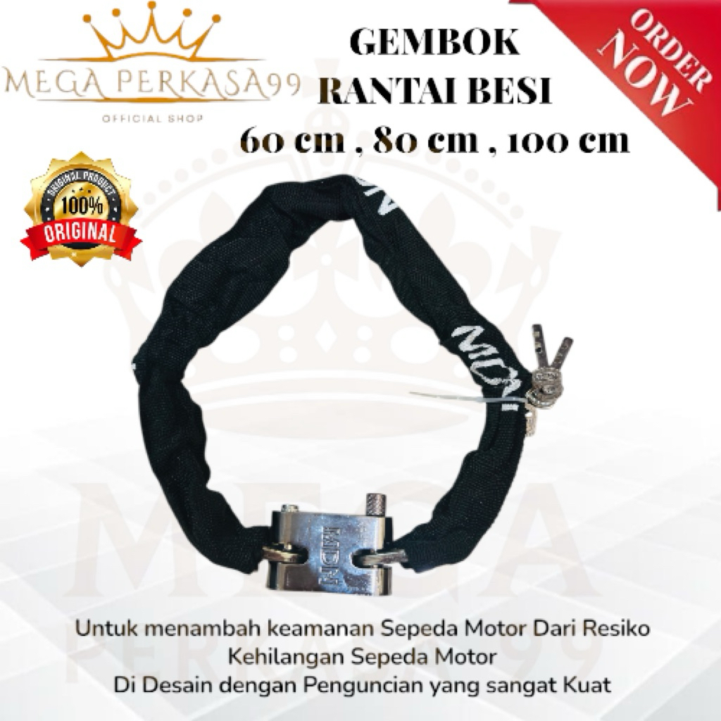 Jual Gembok Rantai Besi Sepeda Motor Gembok Rantai Panjang 60cm 80cm ...