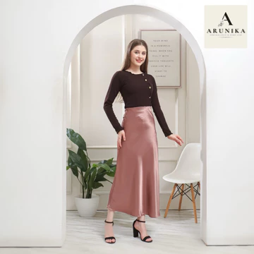 ARUNIKA Rok Satin Midi Panjang 95cm Skirt Mermaid Premium Rok Satin Impor Bawahan Wanita