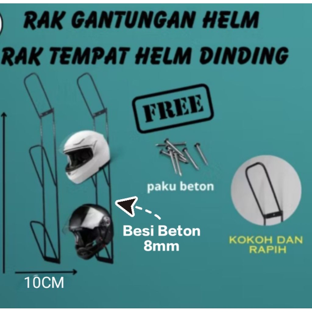 Jual Rak gantung helm bahan besi beton 8mm, penyimpanan helm. rak ...
