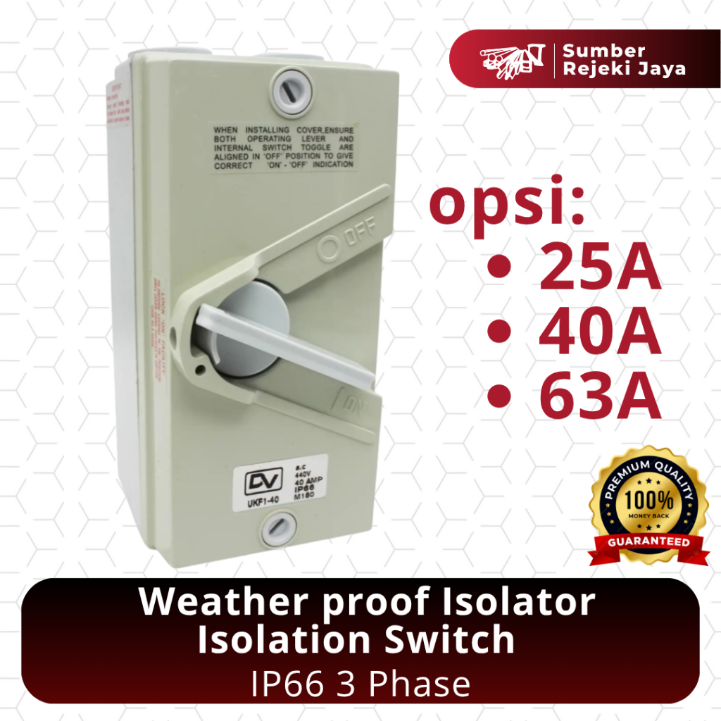 Weather proof Isolator Isolation Switch IP66 3P 25A 40A 63A