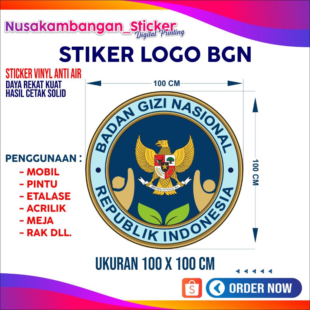 Jual Stiker Logo BGN Murah Untuk Mobil Dan Kaca 100x100 cm | Shopee ...