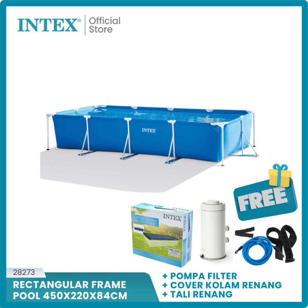 Jual INTEX Kolam Renang Portable Rectangular Frame Pool 28273 AGP ...