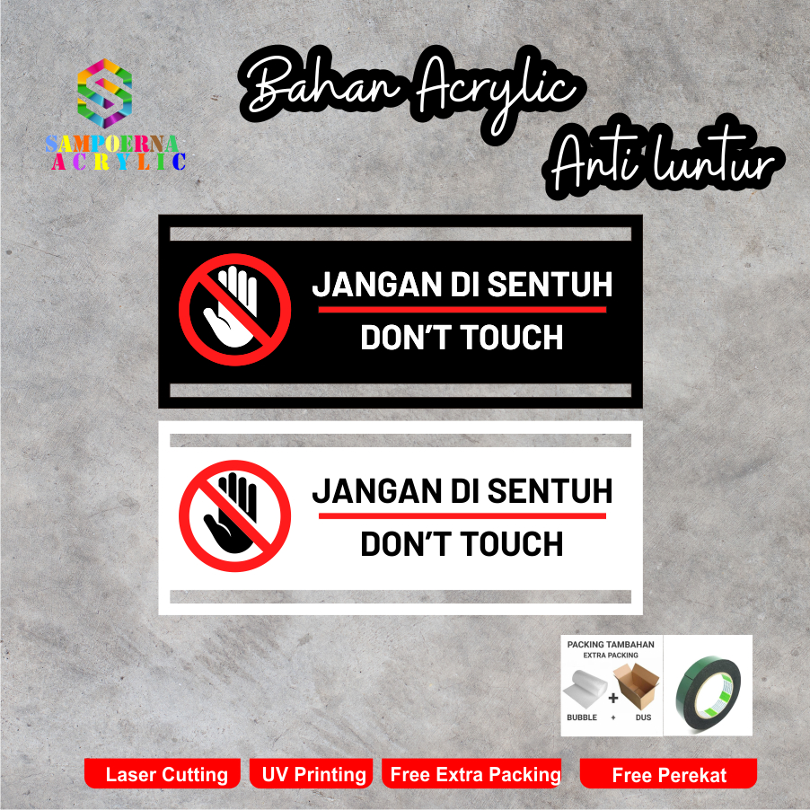 Jual sign akrilik JANGAN DI SENTUH, DONT TOUCH minimalis aesthetic ...