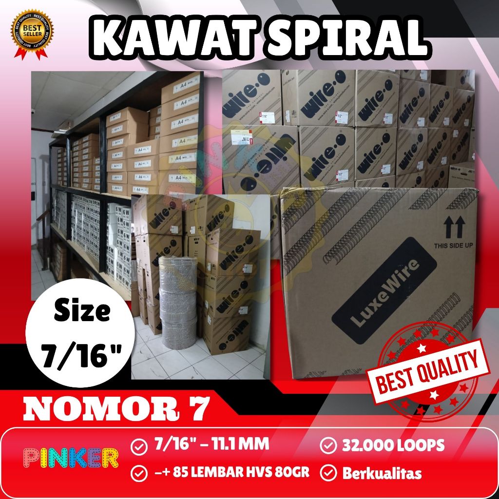Jual Spiral Kalender Luxe Wire Kawat Spiral No 7 Ring Kawat 7/16 putih ...