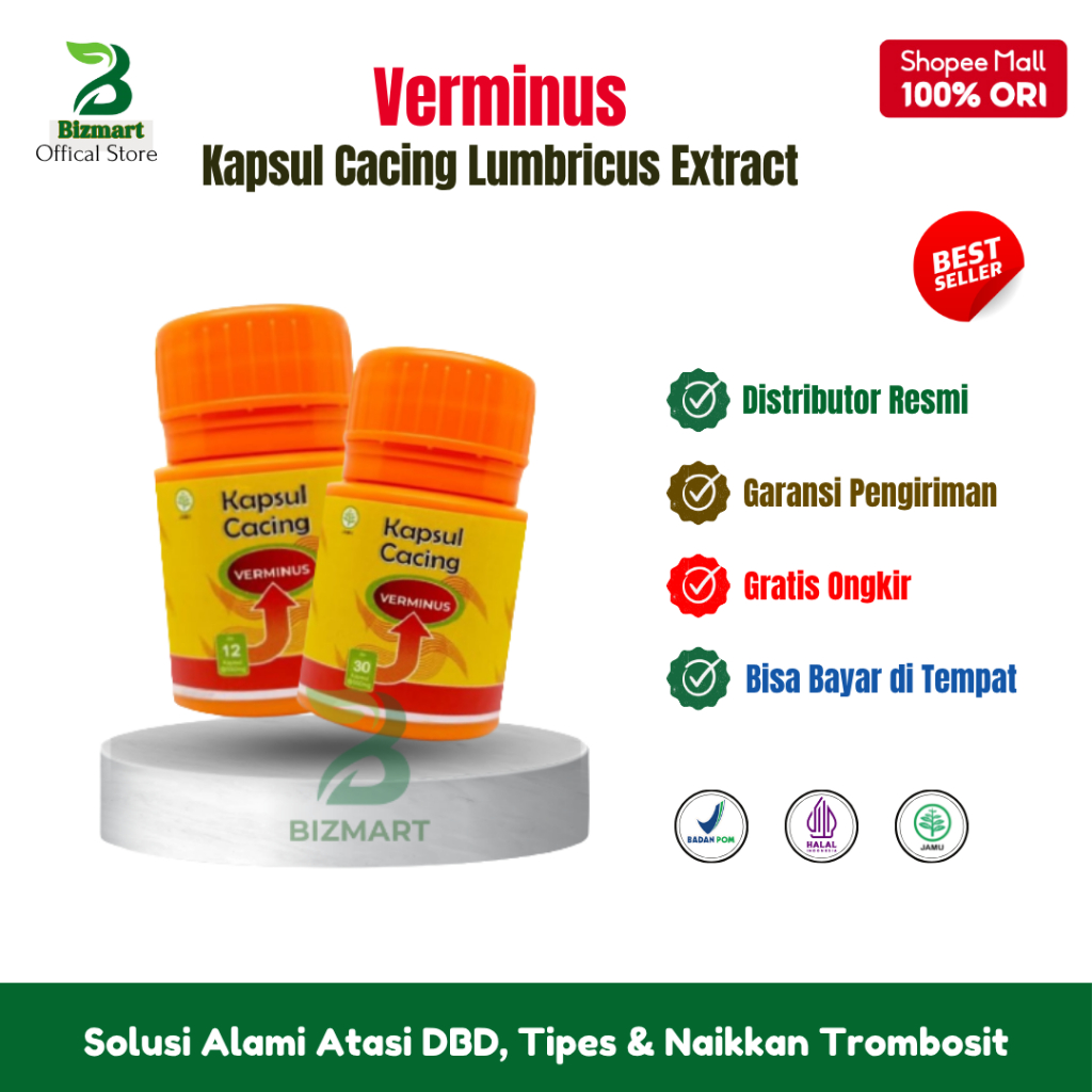 Jual Verminus Kapsul Ekstrak Cacing Tanah Lumbricus Obat DBD dan Tipes ...